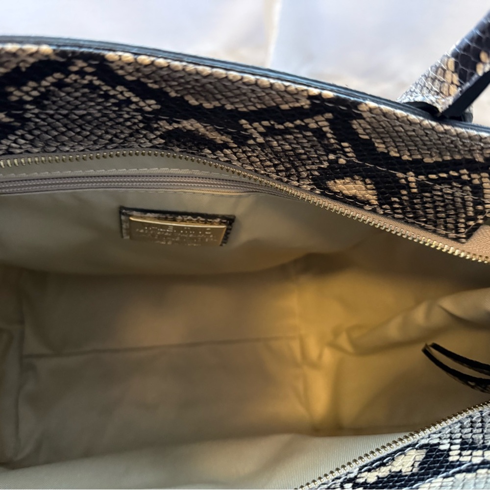 Mario Valentino Python Pattern Tote - Black And T… - image 2